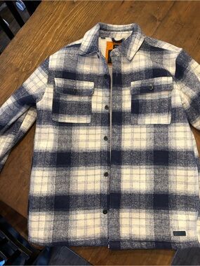 Buffalo David Bitton Navy and White Plaid Lightweight Shirt Jacket